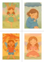 Vorschau - Unterrichtsreihen - Gefühlskarten & Yoga-Stunde, Kinderyoga im Feenstil, 60 Min - Deckblatt