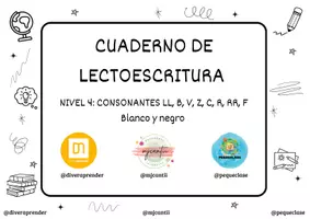 Vista previa - Refuerzo / NEE / Materiales de apoyo - CUADERNO LECTOESCRITURA: LL, B, V, Z, C, R, RR, F (B/N) - página 1