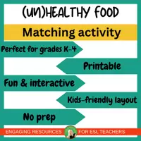 Vista previa - Decoración del aula - (Un) Healthy food | sorting activity | flashcards ESL | no prep - página 1