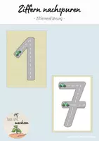 Vorschau - Stationenlernen - Ziffern nachspuren (Poster 0-9) - Deckblatt