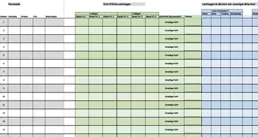 Vorschau - Anderer Materialtyp - Notentabelle zur Dokumentation von Leistungen - Seite 1