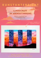 Vorschau - Stundenentwürfe - Kunstunterricht: Landschaft in Abendstimmung | Anleitung & Vorlage - Deckblatt