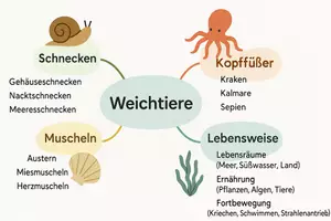 Vorschau - Arbeitsblätter - AB mit Fragen zum Thema "Weichtiere" + Lösungsblatt + Mindmap + Infografik - Seite 2