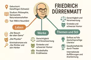 Vorschau - Arbeitsblätter - AB mit Fragen zum Thema "Friedrich Dürrenmatt" + Lösungsblatt + Mindmap + Infografik - Seite 2