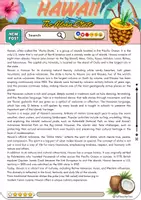 Vorschau - Arbeitsblätter - Hawaii The Aloha State USA Reading - Grade 8 - Deckblatt