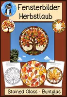 Vorschau - Mal- und Bastelvorlagen - Herbst Fensterbilder Stained Glass – Bastel- & Ausmalvorlagen mit Blättern & Bäumen für Kinder - Deckblatt