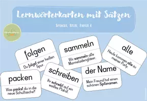 Vorschau - Bildkarten - Lernwörterkarten mit Sätzen Sprache, Stein, Papier 4 - Deckblatt