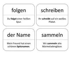Vorschau - Bildkarten - Lernwörterkarten mit Sätzen Sprache, Stein, Papier 4 - Seite 1