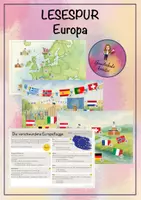 Vorschau - Arbeitsblätter - Europa - Lesespur -Fächerübergreifender Unterricht - 3-fach differenziert - Deckblatt