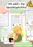 Vorschau - Arbeitsblätter - Die Nase- ein Gruppenpuzzle | Unterrichtsreihe "Unsere Sinne", Biologie, 6.-8. Klasse - Deckblatt