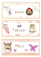 Vorschau - Mal- und Bastelvorlagen - Kalender- Tafelkalender + Wetteranzeige für die Hamsterklasse - Grundschrift - Seite 1