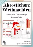Vorschau - Arbeitsblätter - Akrostichon Weihnachten / Schreibvorlagen und Tafelmaterial - Deckblatt