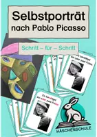 Vorschau - Mal- und Bastelvorlagen - Selbstporträt nach Pablo Picasso: Schritt-für-Schritt - Deckblatt
