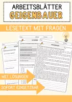 Vorschau - Arbeitsblätter - Geigenbauer Arbeitsblätter mit Fragen + Lösungen Lesetraining Lesen - Deckblatt