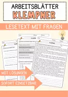 Vorschau - Arbeitsblätter - Klempner Arbeitsblätter mit Fragen + Lösungen Leseverstehen und Wortschatz - Deckblatt