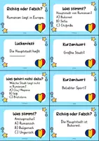 Vorschau - Quiz - Rumänien Quizkarten - 24 Quizkärtchen | Quiz | Länder | Erdkunde - Seite 1