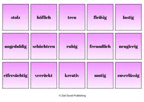 Aperçu - Jeux - Memory : les adjectifs de personnalité (niveau A2+) - Page de couverture