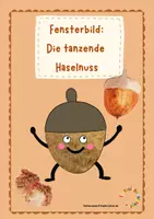 Vorschau - Mal- und Bastelvorlagen - Fensterbild: Die tanzende Haselnuss im Herbst - Seite 1