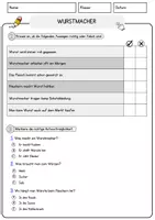 Vorschau - Arbeitsblätter - Wurstmacher Arbeitsblätter mit Fragen + Lösungen Leseverstehen und Wortschatz - Seite 2