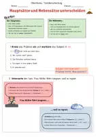 Vorschau - Stundenentwürfe - Haupt- und Nebensätze unterscheiden – 10 !Arbeitsblätter & Übungen - Deckblatt