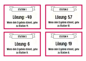 Vorschau - Aufgabenkarten - Mathe-Schnitzeljagd: Addition und Subtraktion rationaler Zahlen - Seite 2