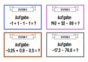 Vorschau - Aufgabenkarten - Mathe-Schnitzeljagd: Addition und Subtraktion rationaler Zahlen - Seite 3