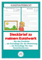 Vorschau - Arbeitsblätter - Bewertung im Kunstunterricht. Praxis. Steckbrief zu meinem Kunstwerk. Steckbrief Vorlage - Deckblatt