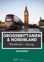 Vorschau - Arbeitsblätter - Großbritannien Steckbrief - mit Lösung - Deckblatt