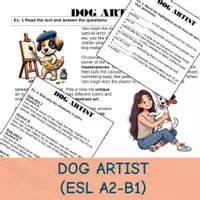 Vorschau - Arbeitsblätter - Englisch-Lese- und Sprechlektion (A2–B1) über einen kunstbegabten Hund - Deckblatt