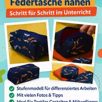 Vorschau - Unterrichtsreihen - Federtasche nähen – Anleitung + Schnittmuster - Deckblatt