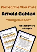 Vorschau - Arbeitsblätter - Arnold Gehlen: Der Mensch als Mängelwesen | Philosophische Anthropologie - Philosophie Oberstufe - Deckblatt