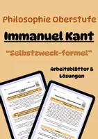 Vorschau - Arbeitsblätter - Immanuel Kant: Die Selbstzweck-Formel – Philosophie Oberstufe - Deckblatt