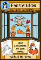Vorschau - Arbeitsblätter - Fensterbilder Herbst Wichtel 🍂 | Deko für den Herbst zum Basteln & Ausmalen - Deckblatt