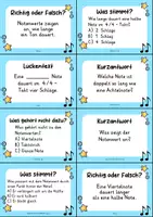 Vorschau - Quiz - Notenwerte Quizkarten - 24 Quizkärtchen | Quiz | Musik - Seite 1