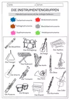 Vorschau - Arbeitsblätter - Instrumente den Instrumentengruppen zuordnen - Deckblatt