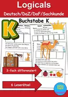 Vorschau - Spiele - Buchstabe K Leserätsel - Lesen, schneiden, kleben - DaZ/DaF, Deutsch, Sachunterricht - Deckblatt