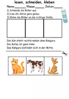 Vorschau - Spiele - Buchstabe K Leserätsel - Lesen, schneiden, kleben - DaZ/DaF, Deutsch, Sachunterricht - Seite 1