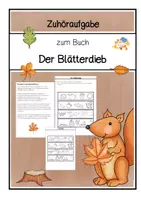 Vorschau - Arbeitsblätter - zuhören- zum Buch (Der Blätterdieb) - Deckblatt
