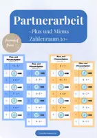 Vorschau - Spiele - Partnerarbeit: Plus und Minus ZR 10 (Klasse 1) - Deckblatt