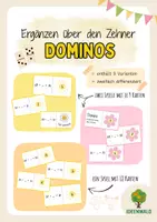 Vorschau - Stationenlernen - Dominos zu Ergänzen über den Zehner (ZR 100) - Deckblatt
