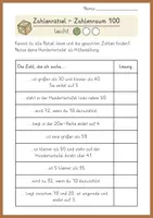 Vorschau - Arbeitsblätter - Zahlenrätsel Zahlenraum 100 | Minimalistic Edition - Seite 1