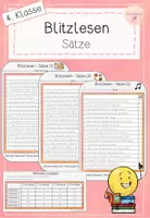 Vorschau - Aufgabenkarten - Blitzlesen - Sätze (Themen suchen) - 4. Klasse - Deckblatt