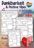 Vorschau - Mal- und Bastelvorlagen - Dankbarkeit / Positive Vibes - Sketchnotes - Deckblatt