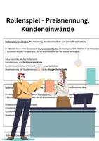 Vorschau - Arbeitsblätter - Rollenkarten Preisnennung, Kundeneinwände und deren Beantwortung - Deckblatt
