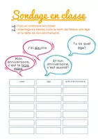 Voorbeeld - Frans: sondage en classe - âge et date d'anniversaire - Pagina 1