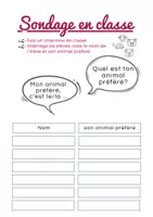 Voorbeeld - Frans: Sondage en classe "Quel est ton animal préféré?" - Pagina 1