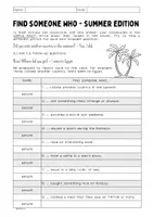 Vorschau - Arbeitsblätter - FIND SOMEONE WHO (SIMPLE PAST) - Summer Holidays - Seite 1