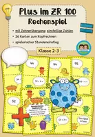 Vorschau - Spiele - Rechenspiel: Plus im Zahlenraum 100 - mit Zehnerübergang, einstellige Zahlen (Klasse 2-3) - Deckblatt