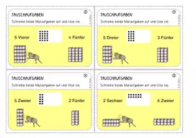 Vorschau - Aufgabenkarten - Einmaleins Tauschaufgaben (Übungskarten, Aufgaben mit 2 und 5) - Seite 3