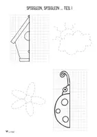Vorschau - Arbeitsblätter - Frühlingsspiegelübungen (Bilder vervollständigen, Symmetrie, Spiegeln, Schwungübung) - Deckblatt